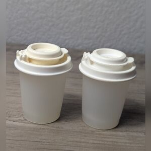 Vintage Tupperware Salt & Pepper Shakers Model 1503-6 Flip Lid Travel Set